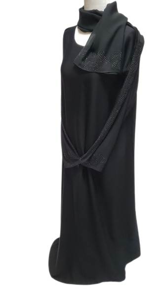 Black Fancy Abaya with Black work on Sleeves