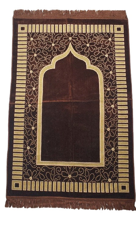 Brown Floral Print Prayer Mat