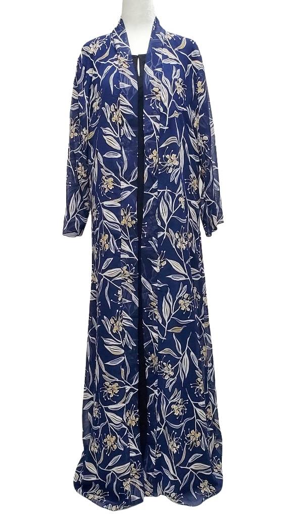 Navy Blue Floral Chiffon Kimono