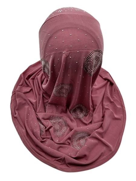 Pink Fancy Girls Hijab with back stone
