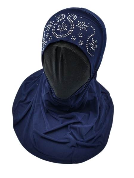 Shocking Blue Fancy Girls Hijab with back stone