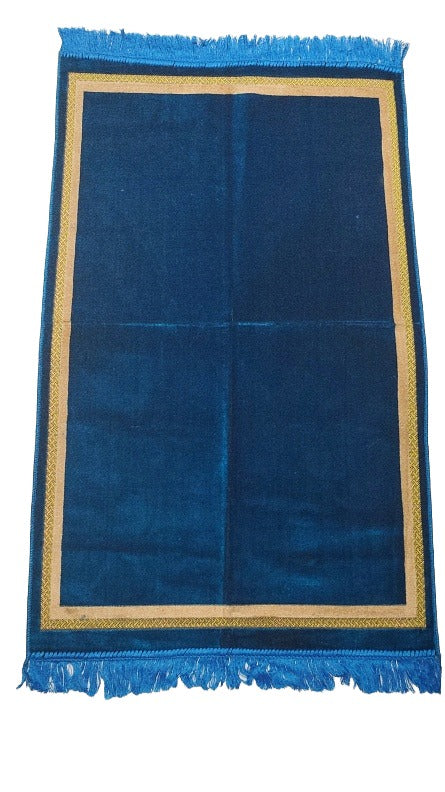 Blue Plain With Gold Border Prayer Mat
