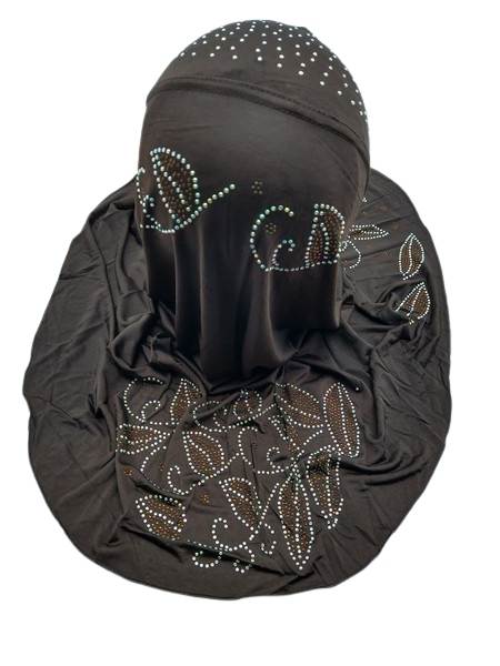 Dark Brown Fancy Girls Hijab