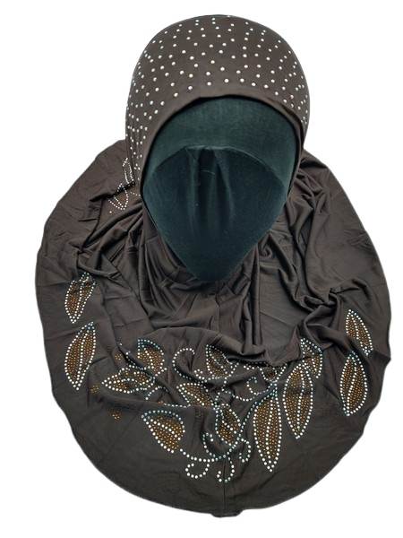 Dark Brown Fancy Girls Hijab