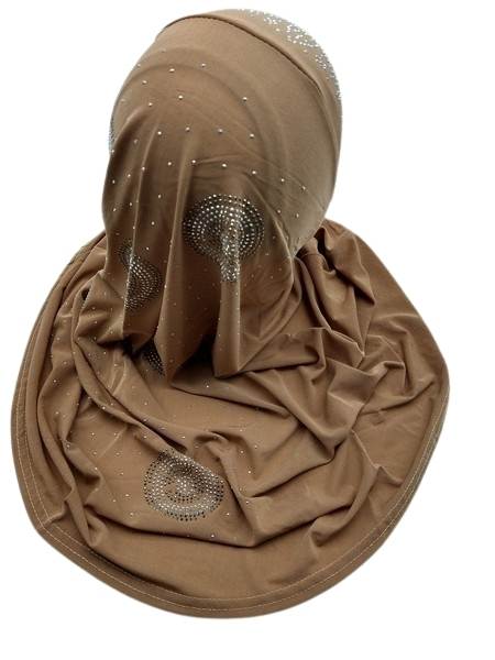 Brown Fancy Girls Hijab with back stone