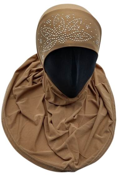 Brown Fancy Girls Hijab with back stone