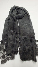 Charcoal Grey Cutwork Shawl