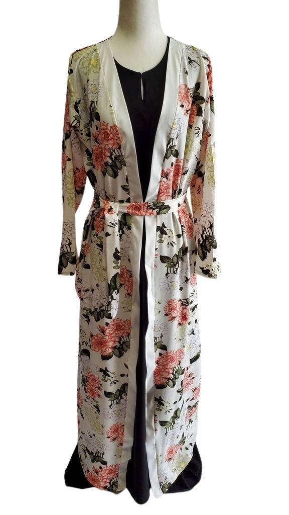 Cream Dahlia Flower Kimono