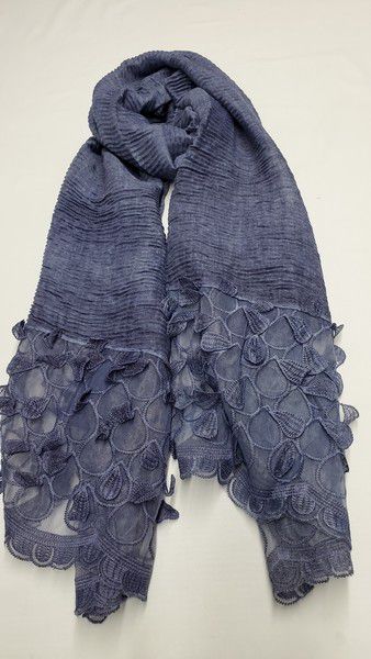 Denim Blue Cutwork Shawl