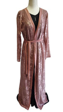 Dusty Pink Emboss Lace Kimono