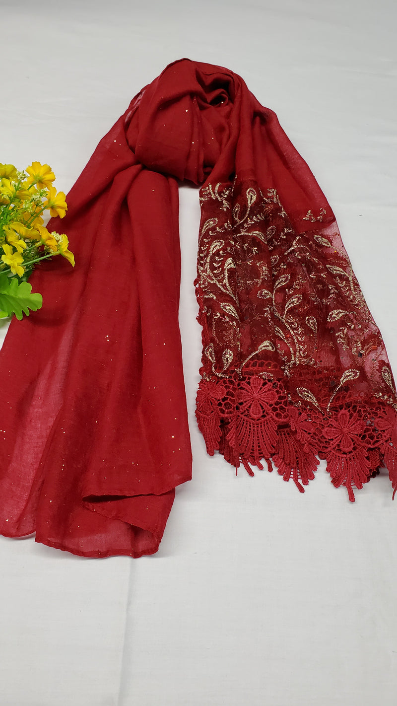 Fancy Maroon Lace Shawl