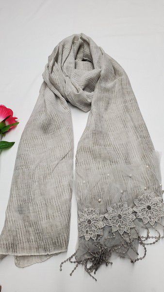 Grey Hanging Lace Shawl