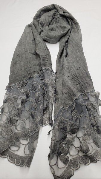 Light Grey Cutwork Shawl