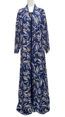 Navy Blue Floral Chiffon Kimono