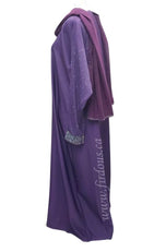 Purple Abaya with Rainbow Stones on Sleeves