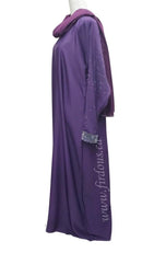 Purple Abaya with Rainbow Stones on Sleeves