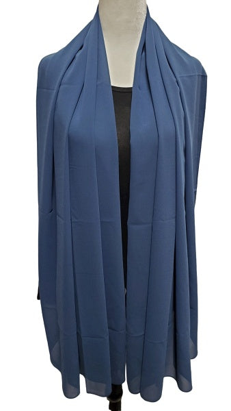 Steel Blue Chiffon Maxi Shawl