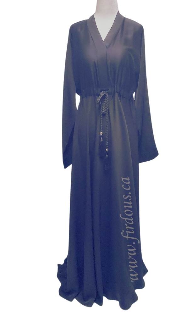 Plain Black Umbrella Abaya with Belt